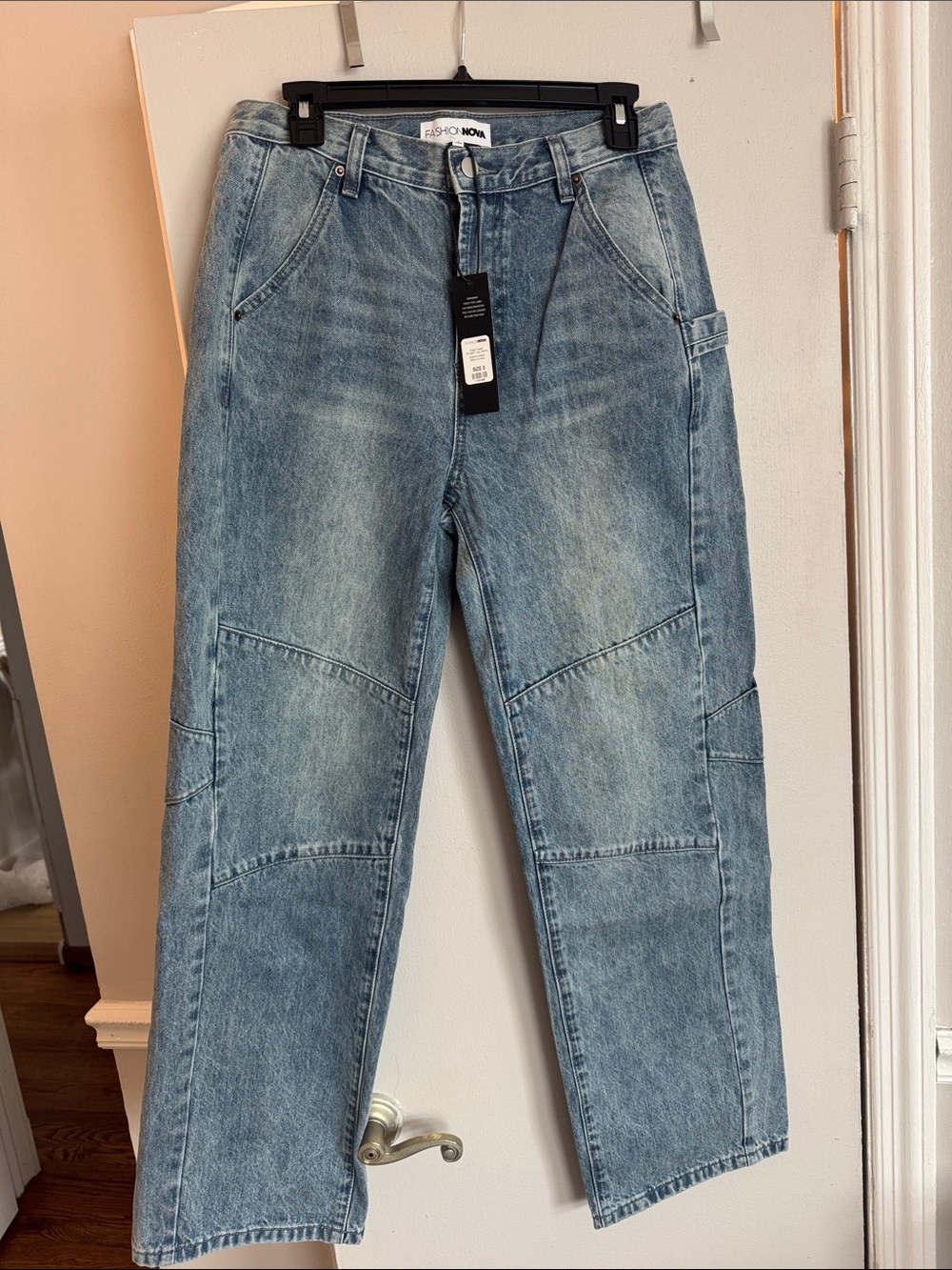 Fashion Nova Light Blue Relaxed Carpenter Jeans